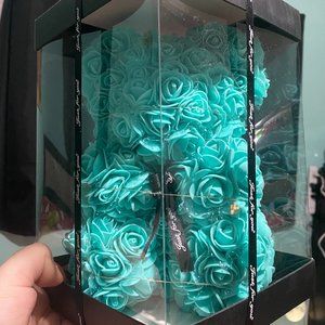 Rose Flowers Bear Teddy Bear (Teal)